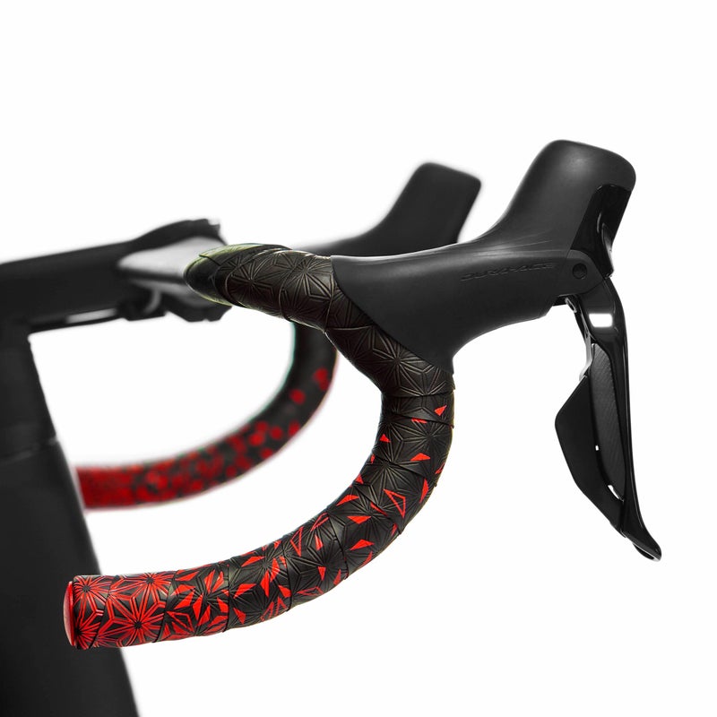 Supacaz Bike BARTAPE  Super Sticky Kush  Star Fade  RED Plus ANO RED Plugs - Image 2